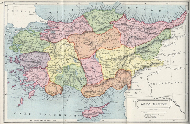 Map of Asia Minor (modern Turkey) During Roman Times