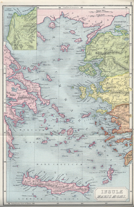 Map of the Aegean Islands In Ancient Times
